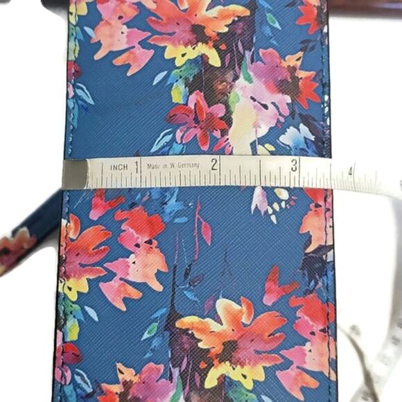 Steve Madden Floral Crossbody Purse Blue Gold Chain Chic Summer Vacation Bag - Picture 13 of 16